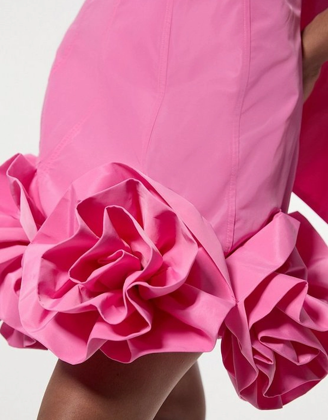 Drama Taffeta Rosette Woven Mini Dress With Bow Detail