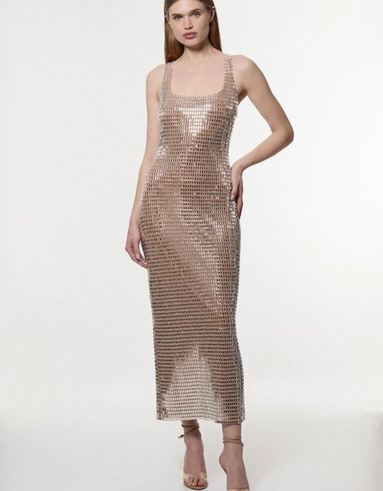 Petite Premium Crystal Embellished Jersey Midi Dress