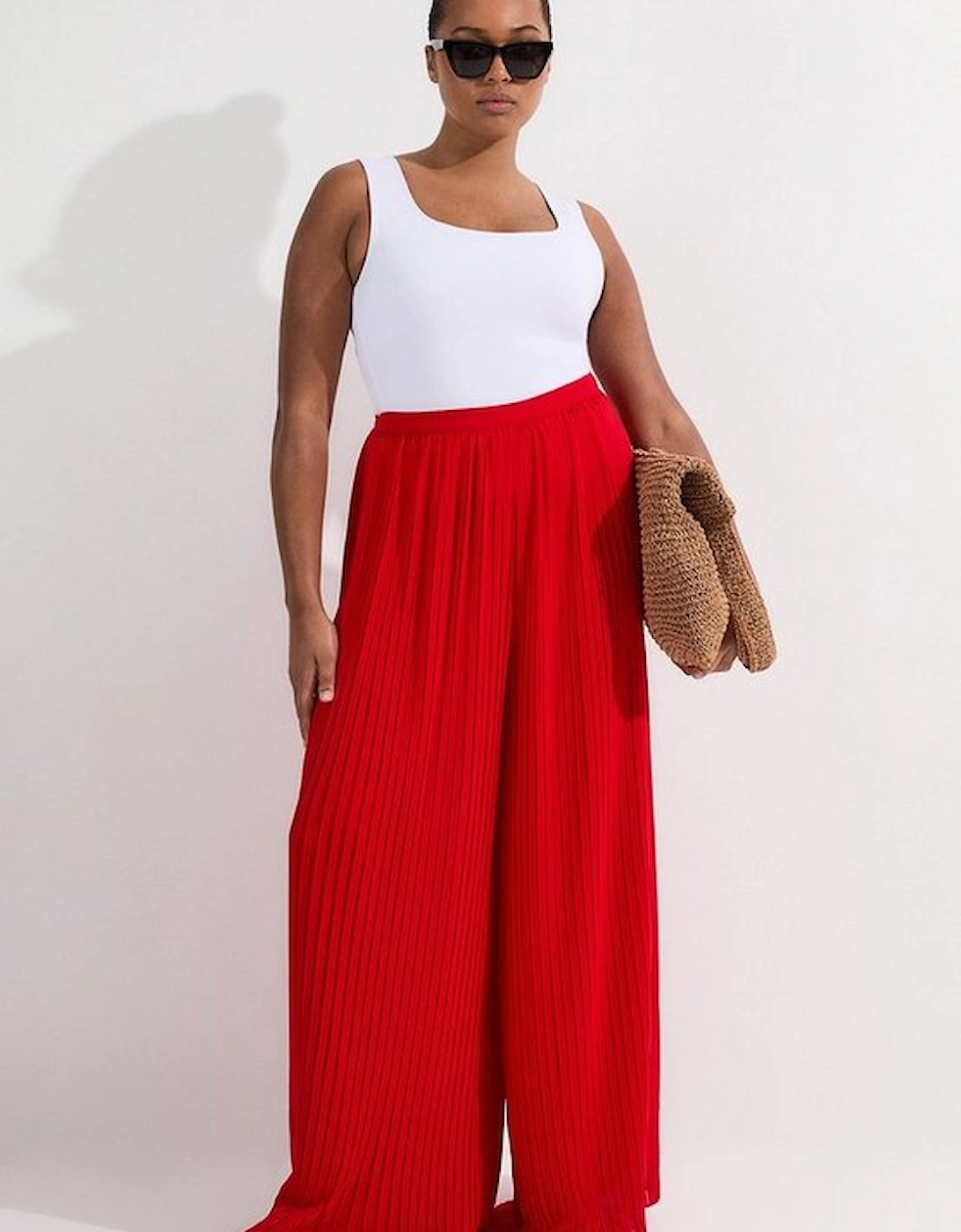 Plus Size Pleated Woven Wide Leg Trousers, 4 of 3