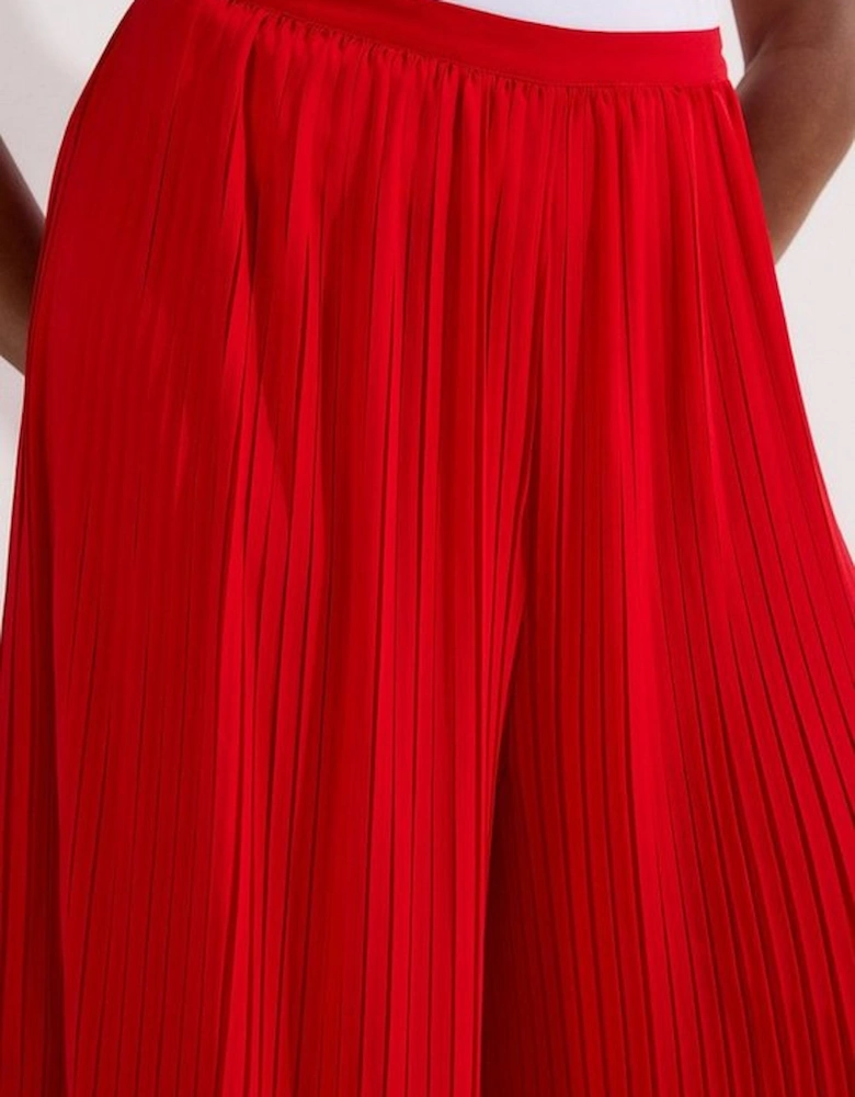 Plus Size Pleated Woven Wide Leg Trousers