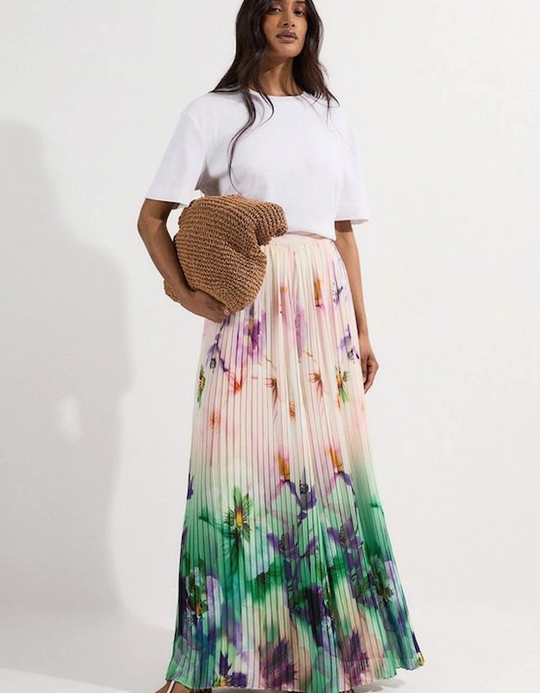 Pleated Floral Woven Wide Leg Trousers, 5 of 4