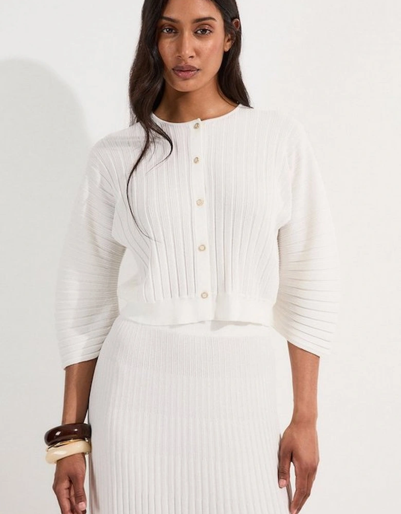 Pleated Rib Summer Knit Cardigan