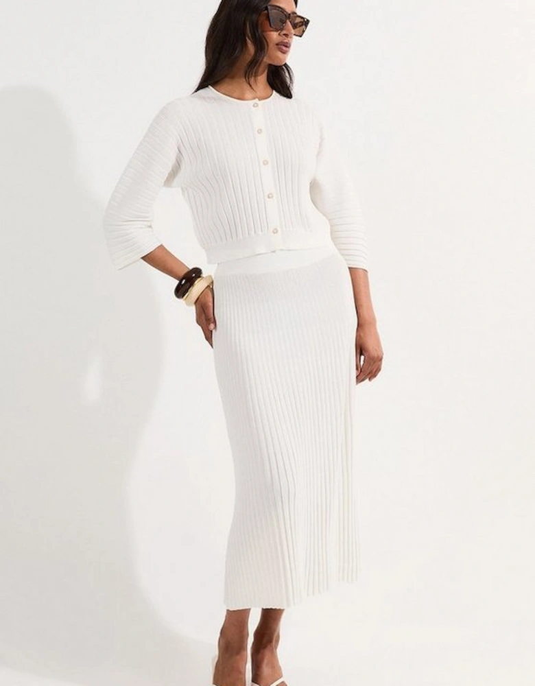 Pleated Rib Summer Knit Cardigan