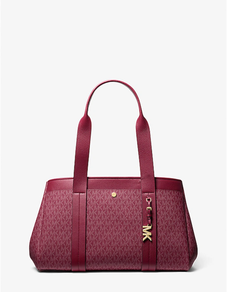 Romee Large Signature Logo and Leather Tote Bag
