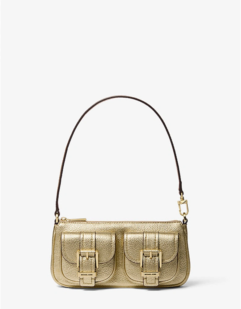 Zoe Small Metallic Pebbled Leather Convertible Pochette