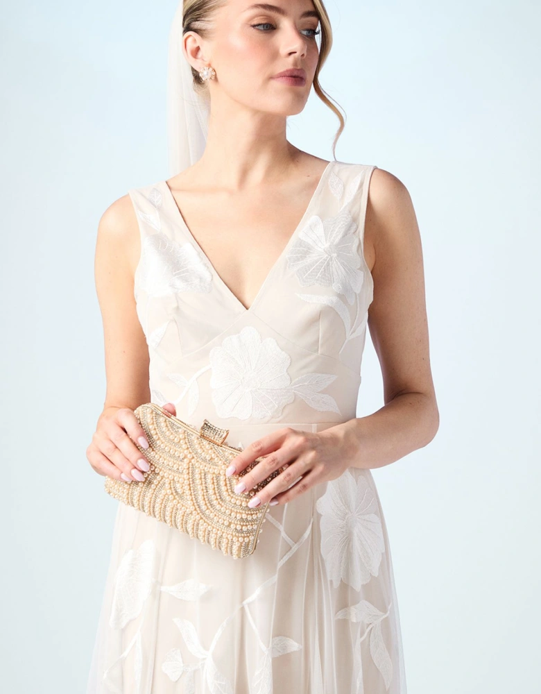 Bridal Milan Pearl Detail Hard Clutch Bag