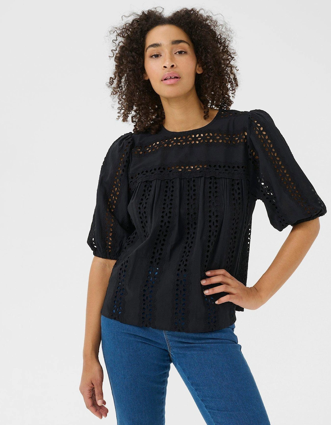 Randy Short Sleeve Blouse - Black, 2 of 1