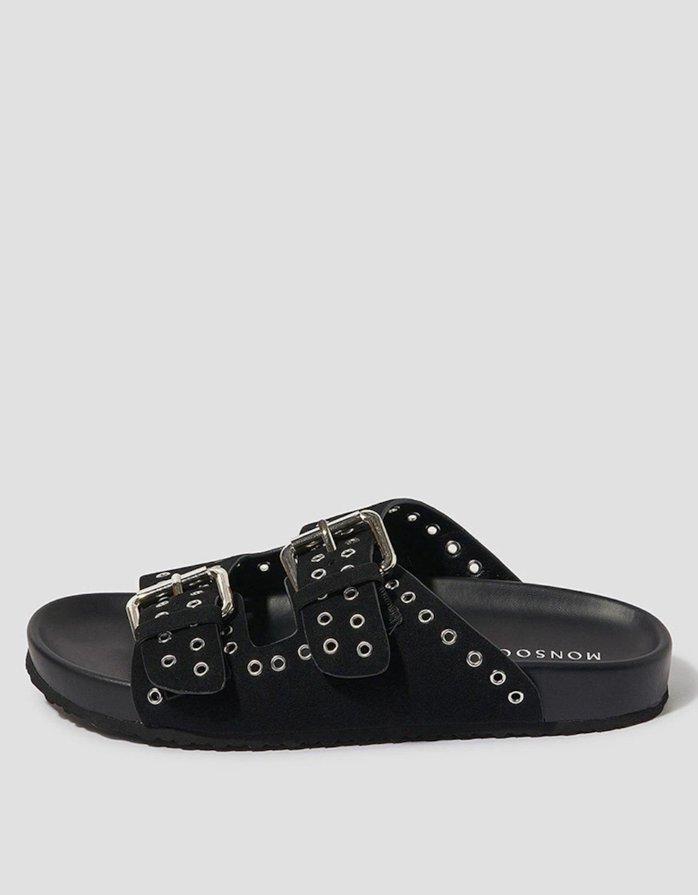 Elena Eyelet Sandal - Black