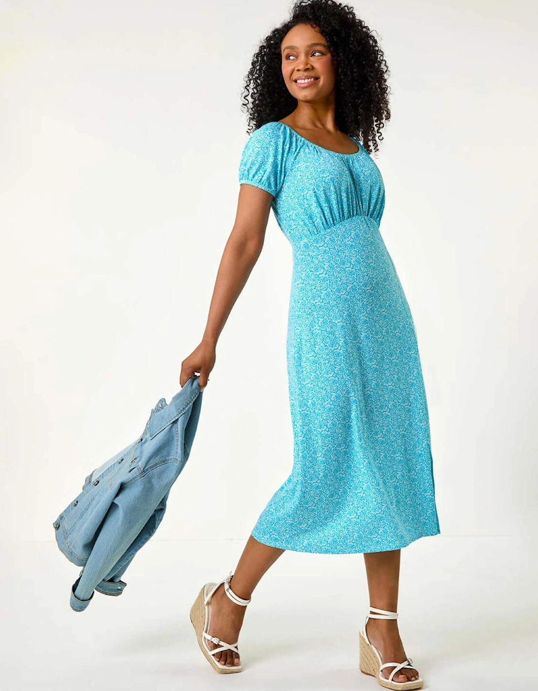 Petite Ditsy Print Midi Stretch Dress, 2 of 1