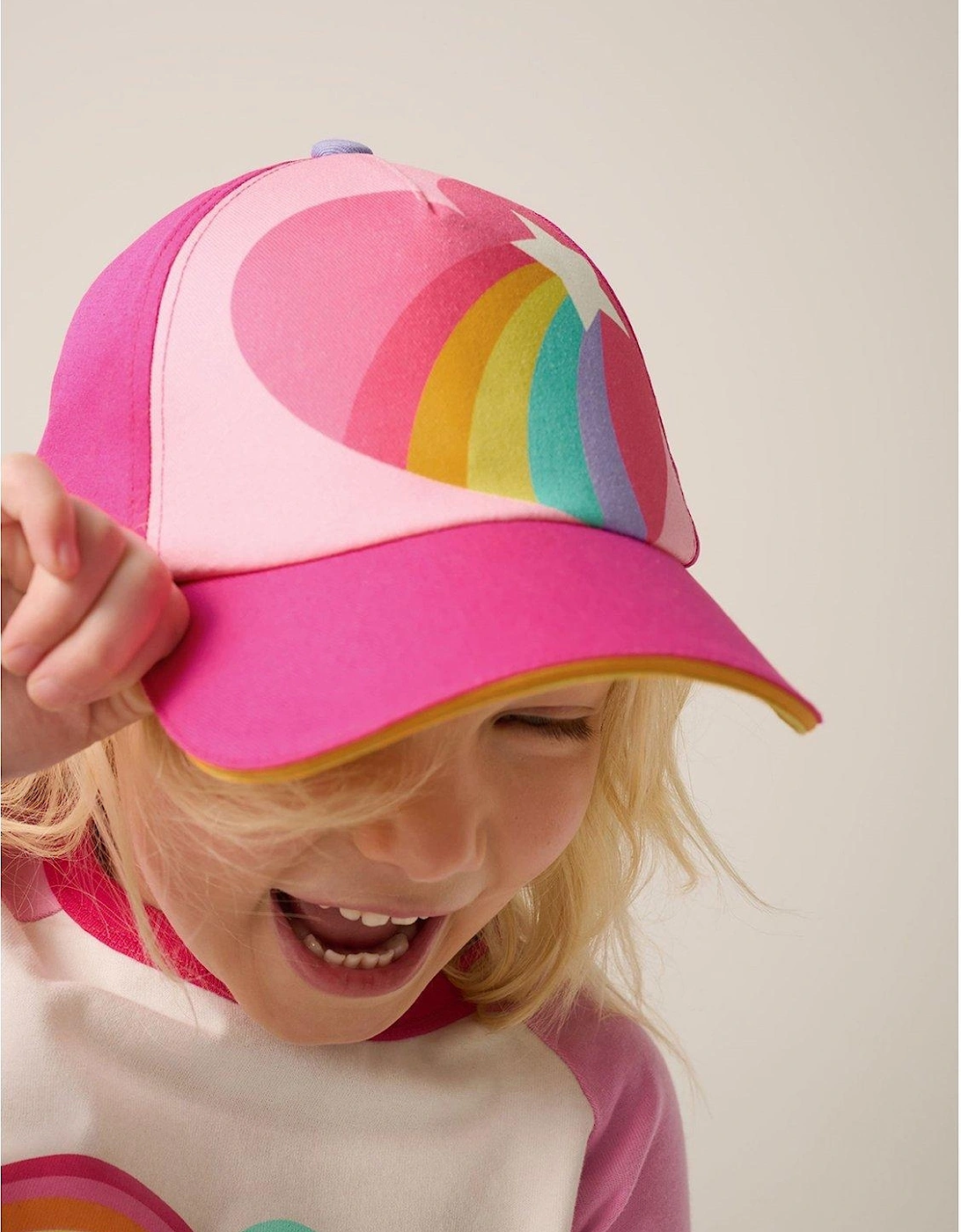 Girls Rainbow Heart Cap - Pink, 2 of 1