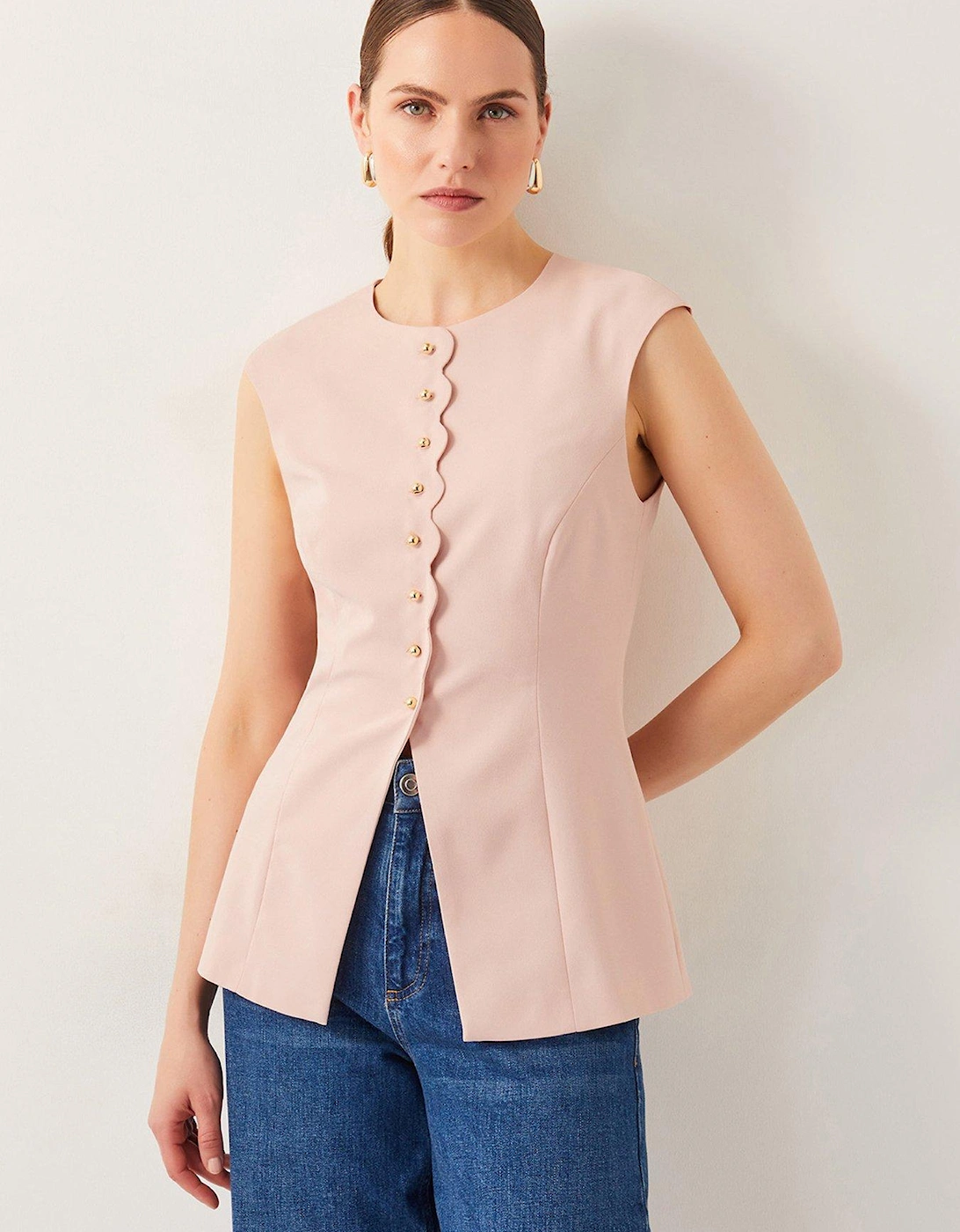 Ruth Scallop Waistcoat - Pink, 2 of 1