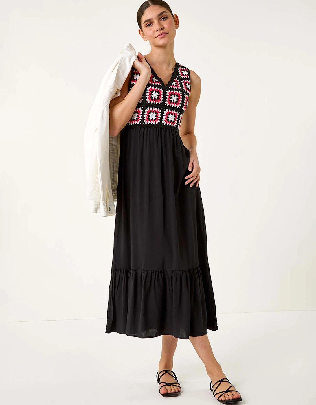 Sleeveless Crochet Fit & Flare Midi Dress, 2 of 1