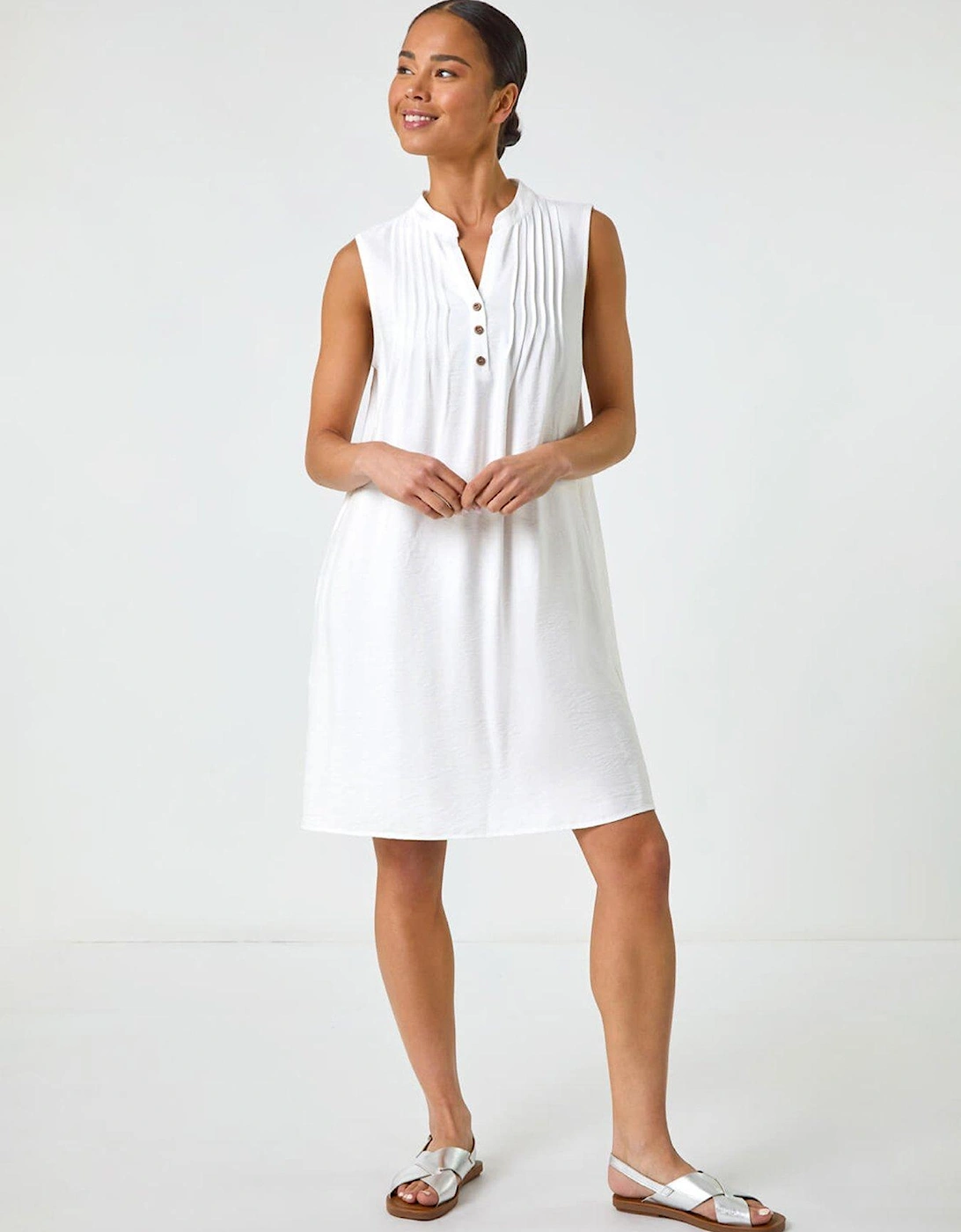 Petite Pintuck Pocket Dress - White, 2 of 1