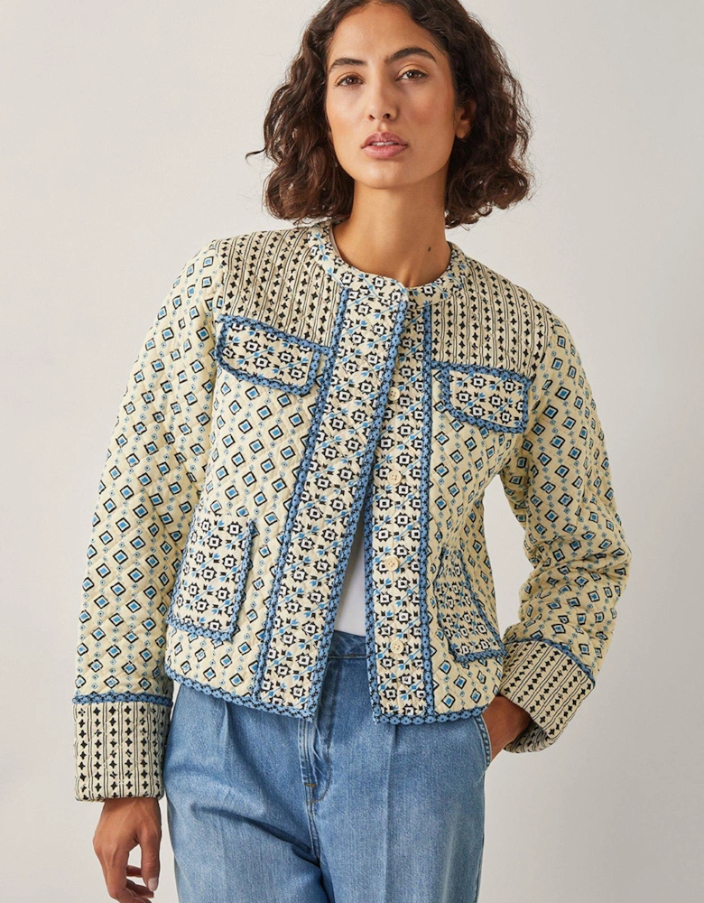 Judy Geo Quilt Jacket - Ivory
