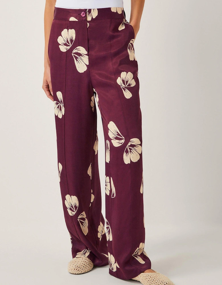Roz Floral Trousers - Burgundy