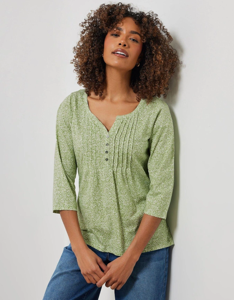 3/4 Sleeve Henley Top