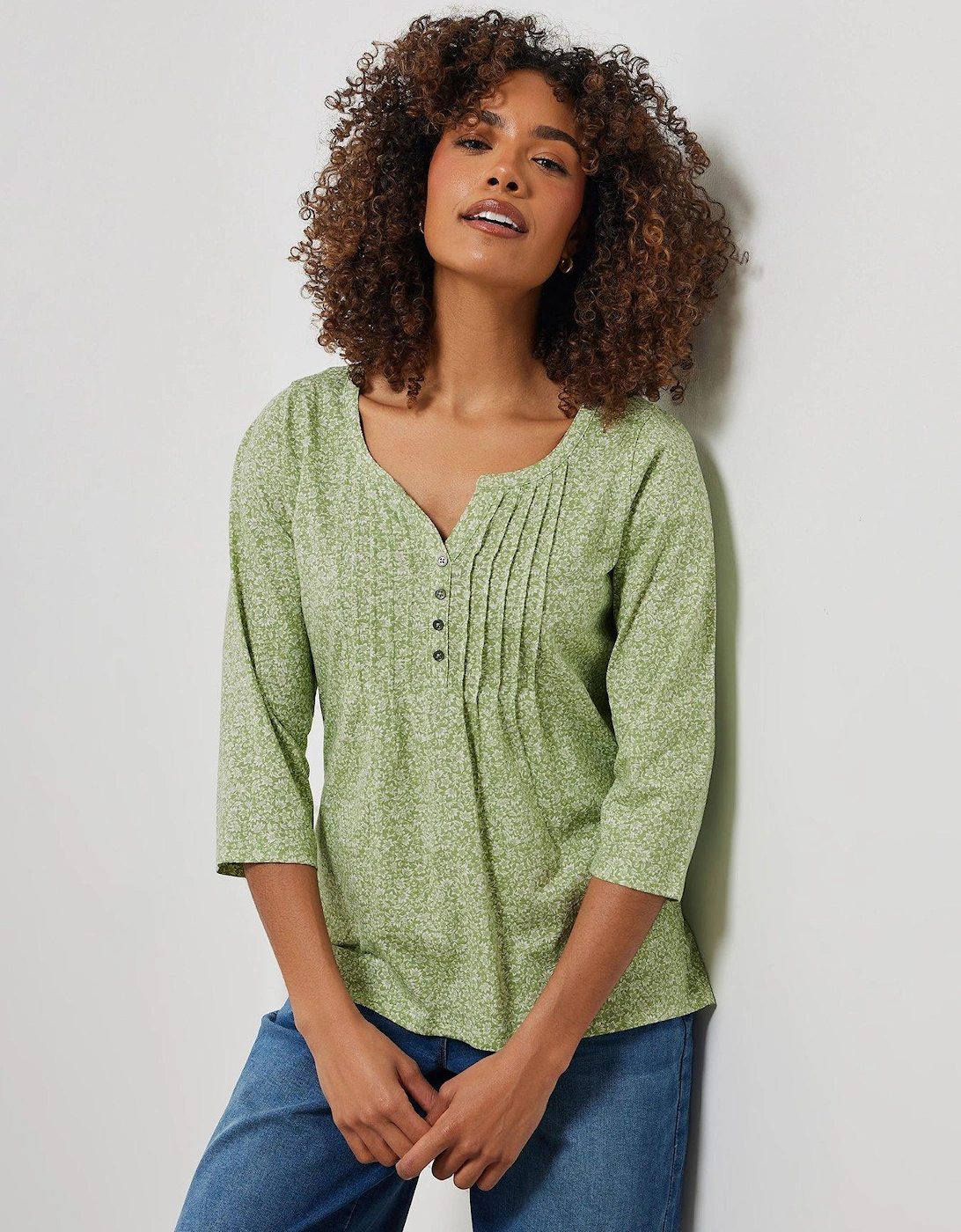 3/4 Sleeve Henley Top, 2 of 1