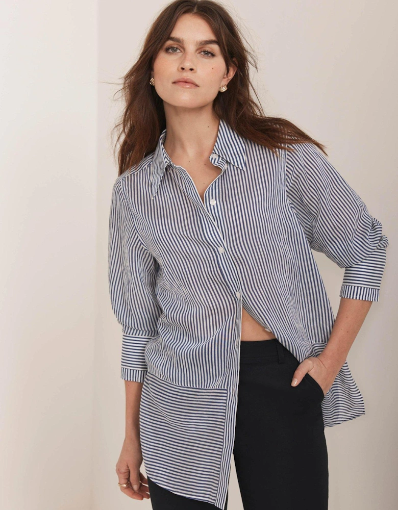 Blue Stripe Longline Shirt