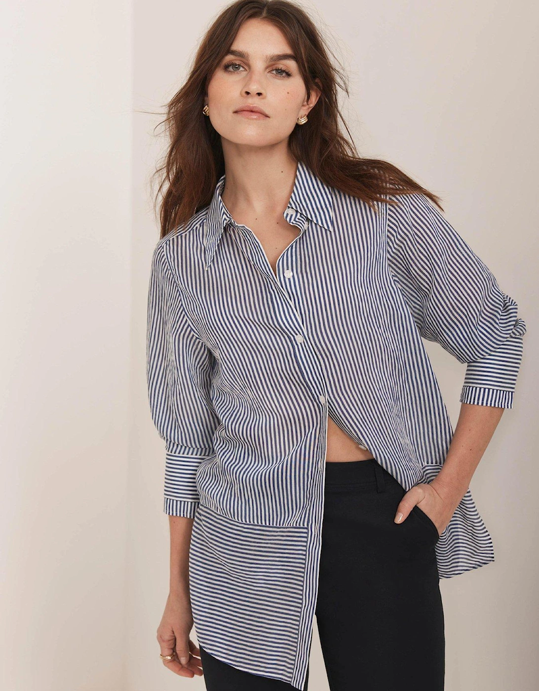 Blue Stripe Longline Shirt, 2 of 1
