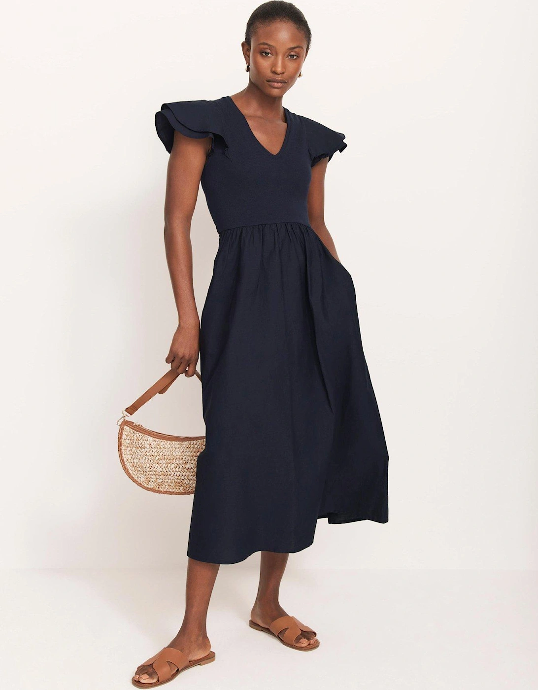 Woven Mix Jersey Dress, 2 of 1
