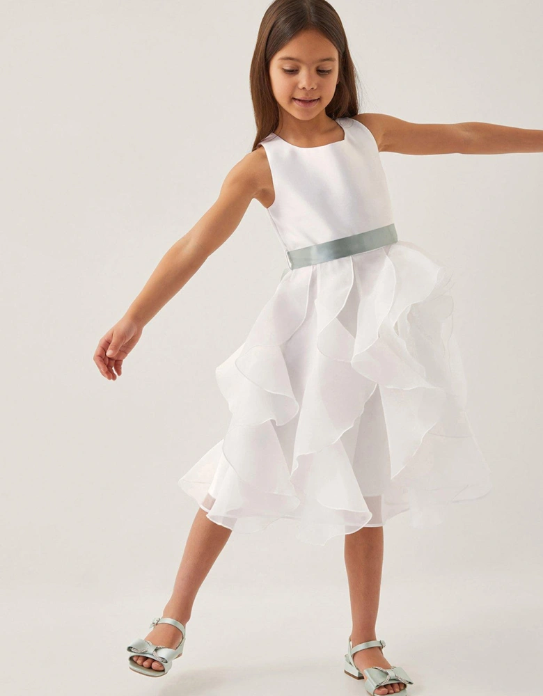 Girls Organza Flower Can Can Dress - Ivory