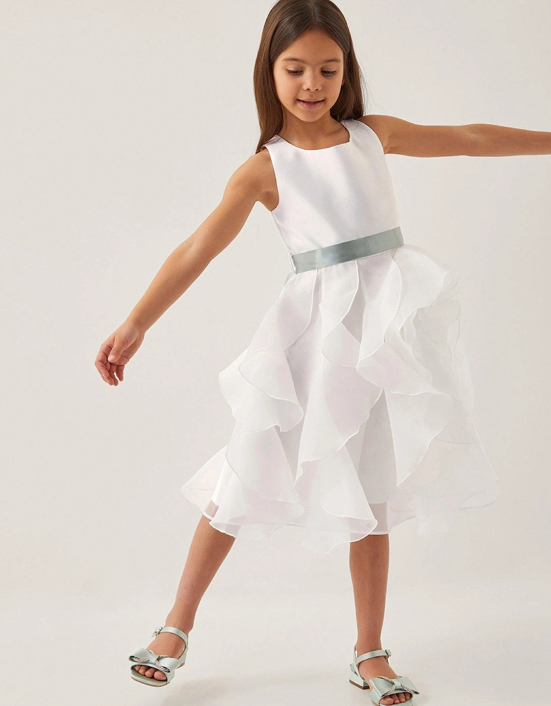 Girls Organza Flower Can Can Dress - Ivory, 2 of 1