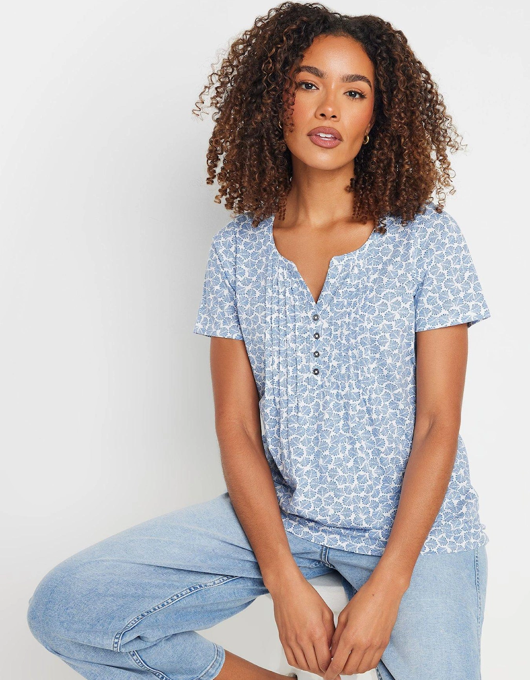 Short Sleeve Cotton Henley Top, 2 of 1