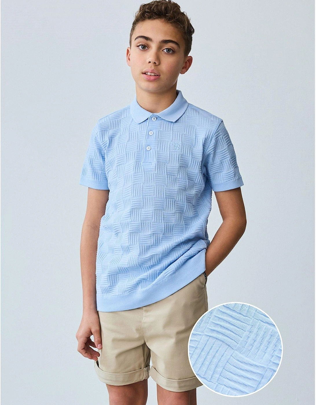 Textured Polo Shirt - Blue, 2 of 1