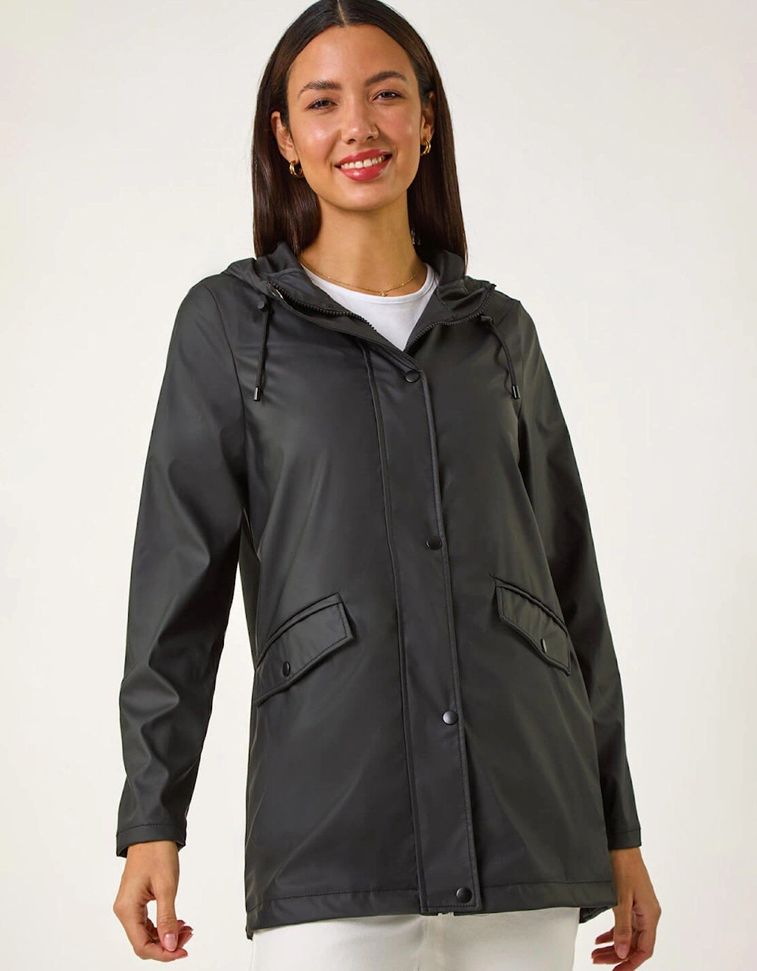 Rain Resistant Hooded Jacket - Black, 2 of 1