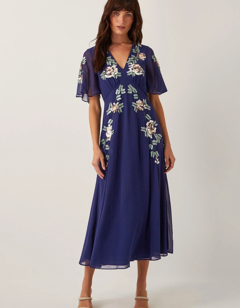 Cora Embroidered Dress - Navy