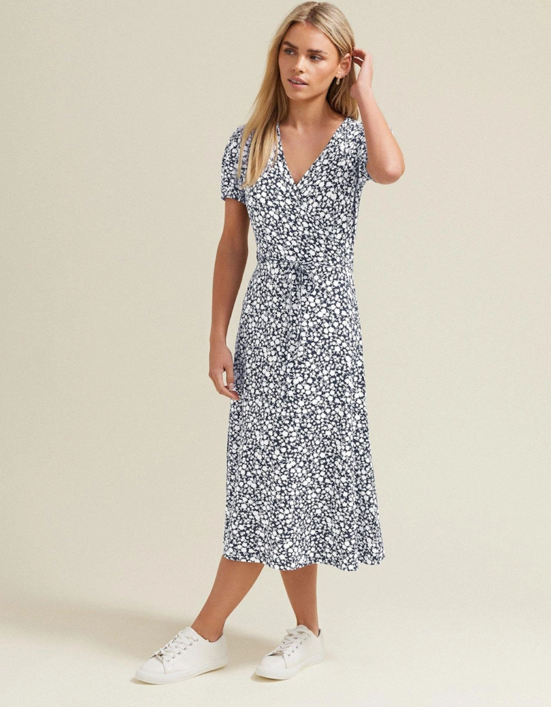 Petite Jersey Wrap Dress - Blue
