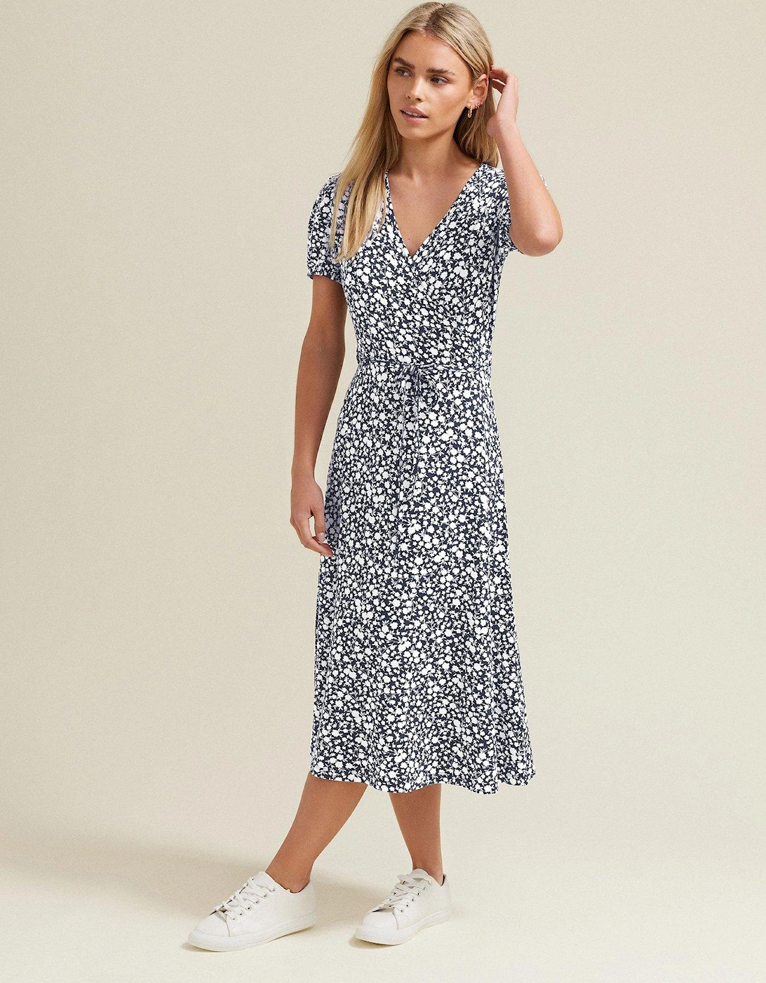 Petite Jersey Wrap Dress - Blue, 2 of 1