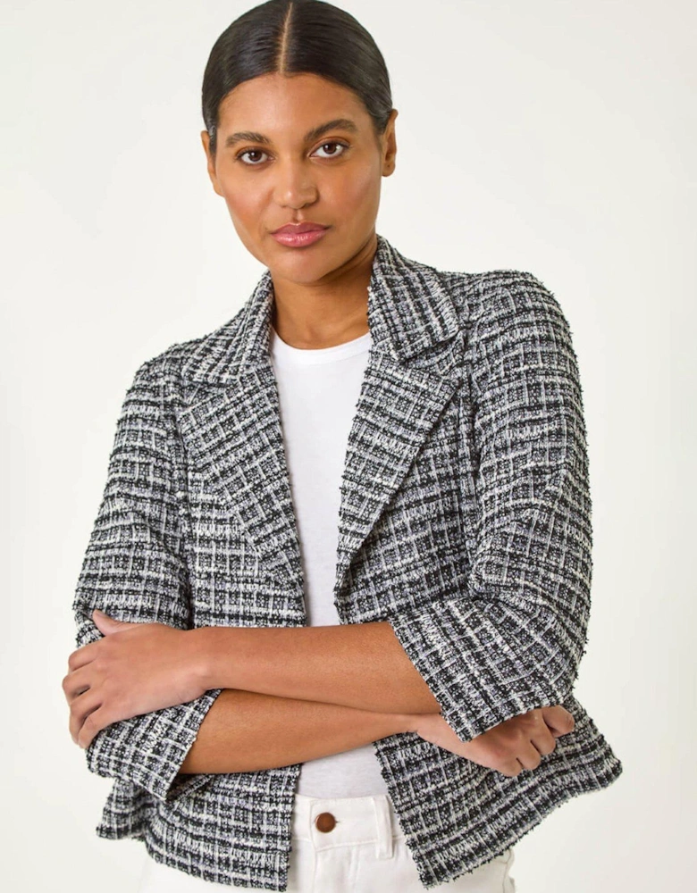Textured Check Blazer - Black