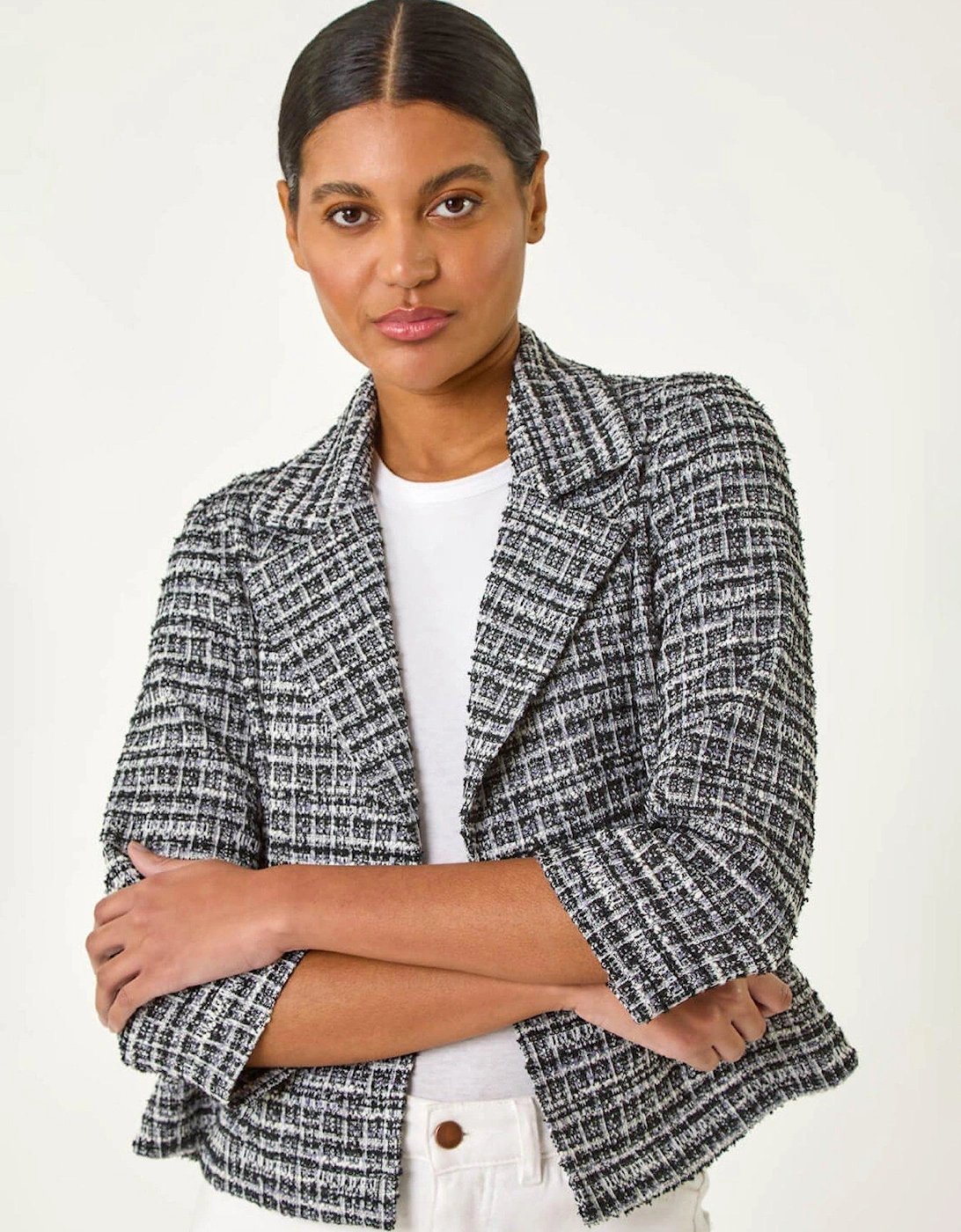 Textured Check Blazer - Black, 2 of 1