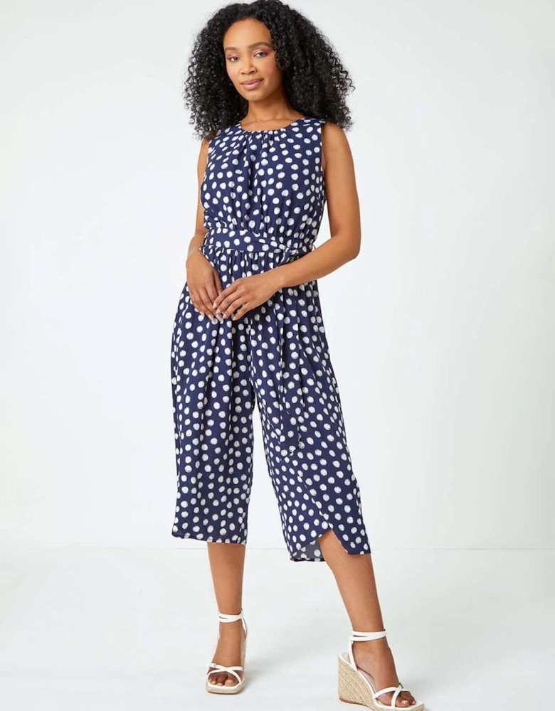 Petite Polka Dot Cropped Jumpsuit
