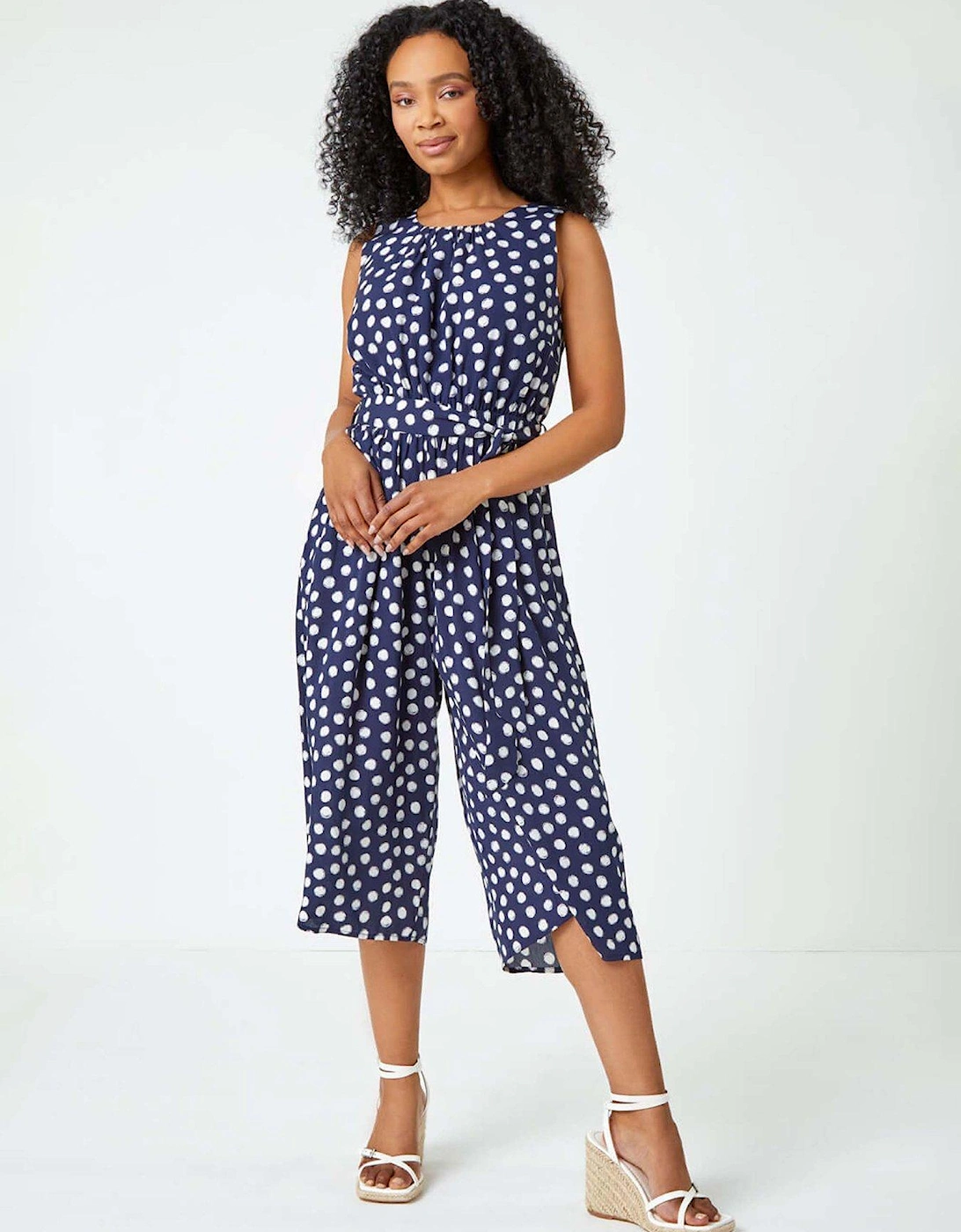 Petite Polka Dot Cropped Jumpsuit, 2 of 1