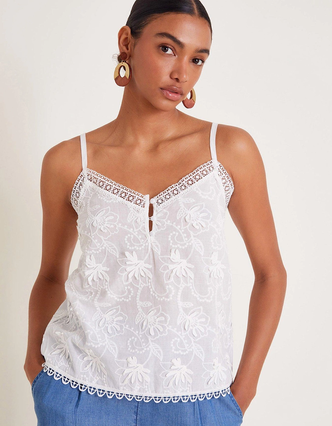 Rosie Embellished Cami - White, 2 of 1