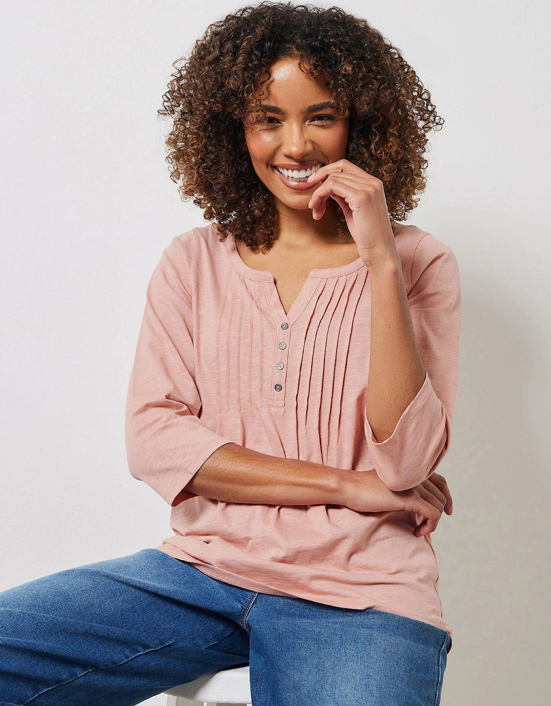 3/4 Sleeve Henley Top - Green, 2 of 1
