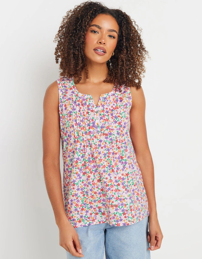 Sleeveless Cotton Henley Top