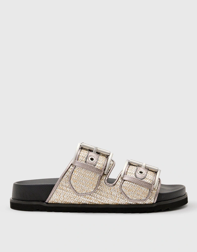 Sian Raffia Sandals - Silver