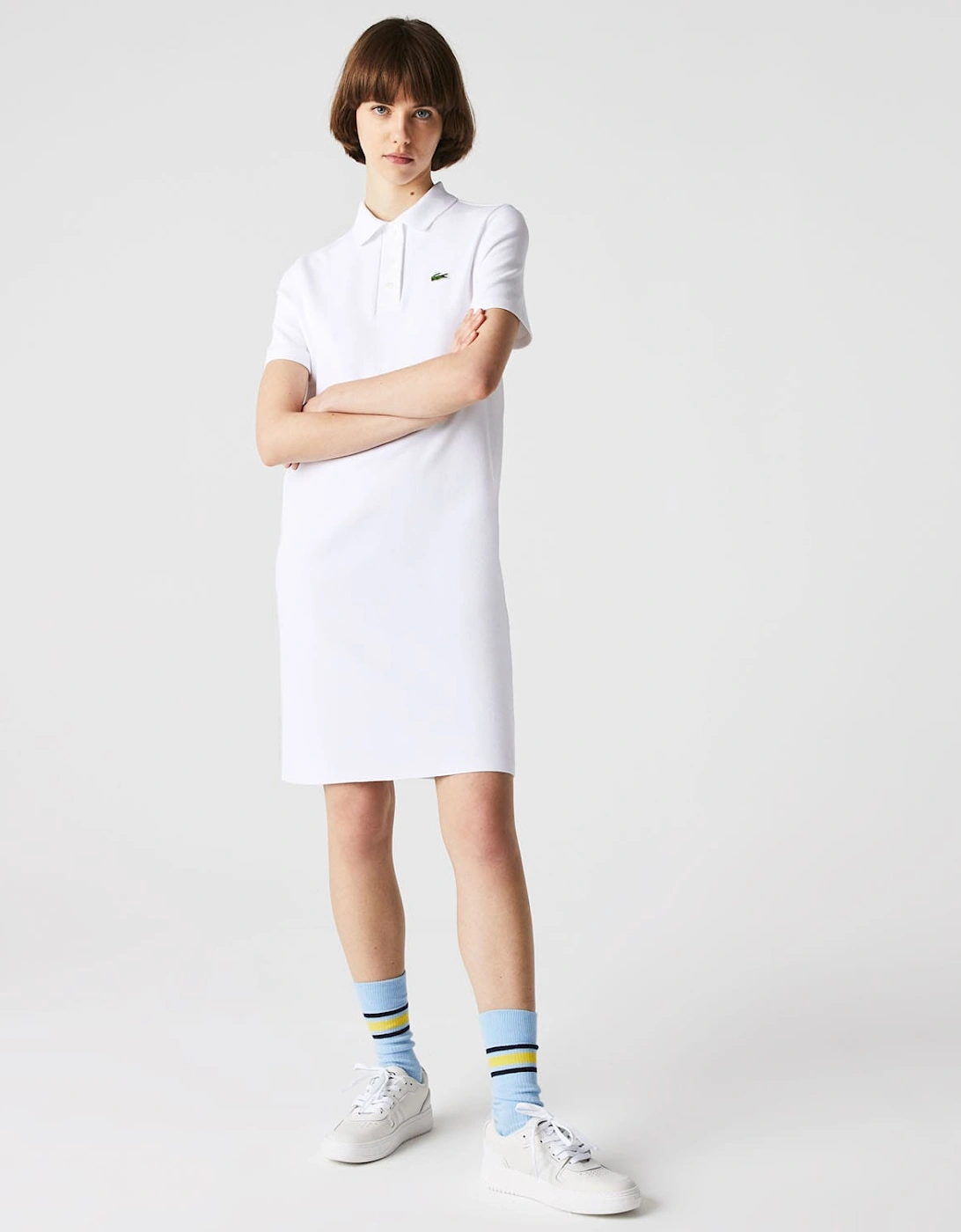 Lacoste Women's Trumpet Sleeve Piqué Polo Dress - White - Size: 10
