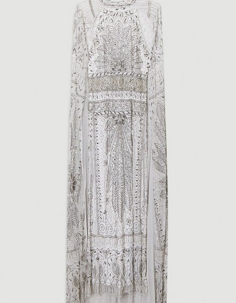 Embellished Detail Drapey Woven Maxi Dress