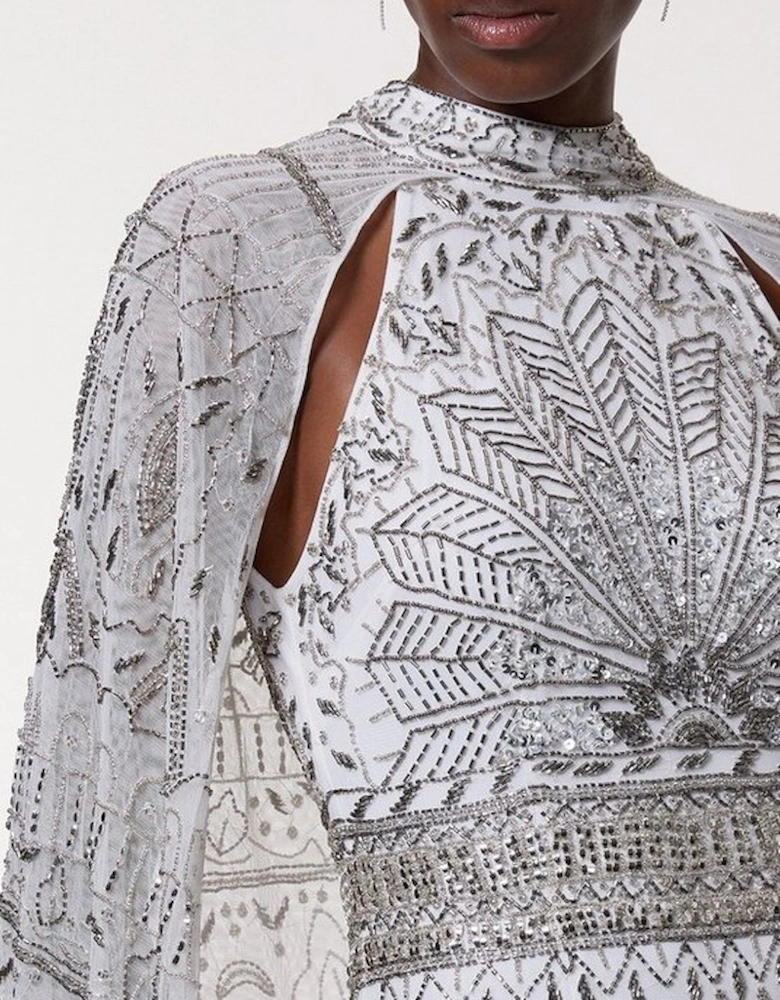 Embellished Detail Drapey Woven Maxi Dress