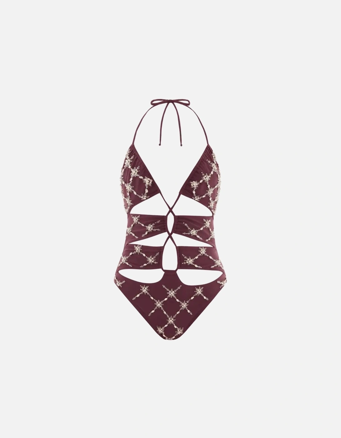 Violet Halter Cut Out Plum Swimsuit, 4 of 3