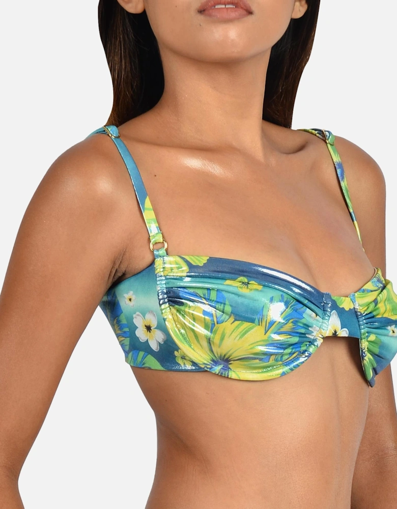 Cassia Blue Playful Print Bikini Top
