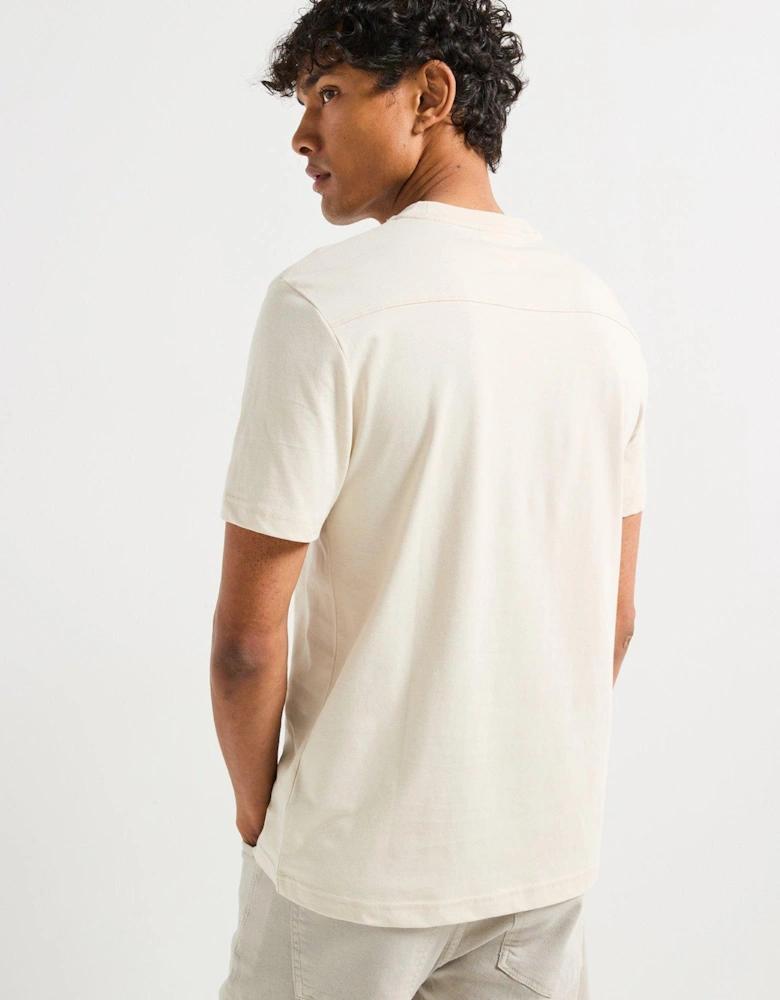 Textured Embroidered Logo T-Shirt - Light Natural