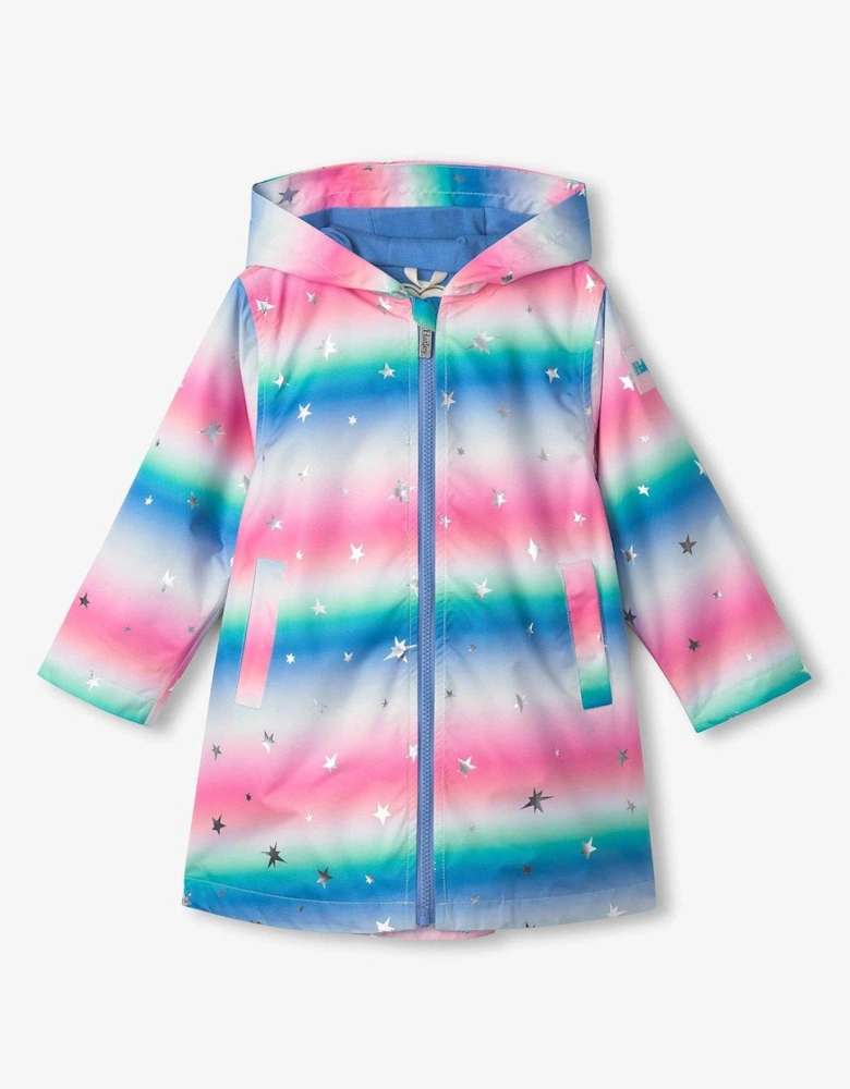 Girls Glitter Star A-Line Swing Jacket - Blue