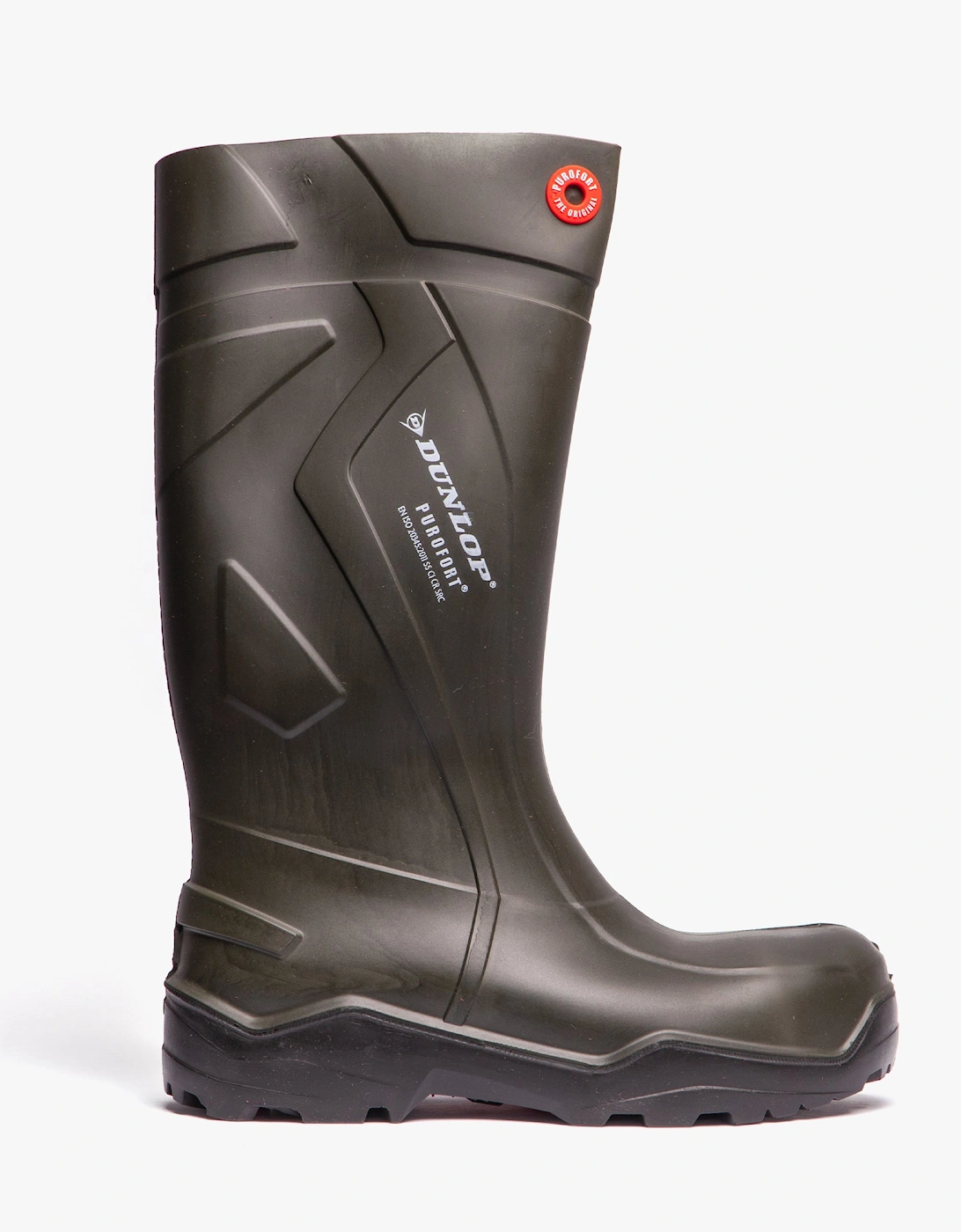 Men's Dunlop PUROFORT+ Unisex S5 Full Safety Wellington Boots Green - Size: 4/4
