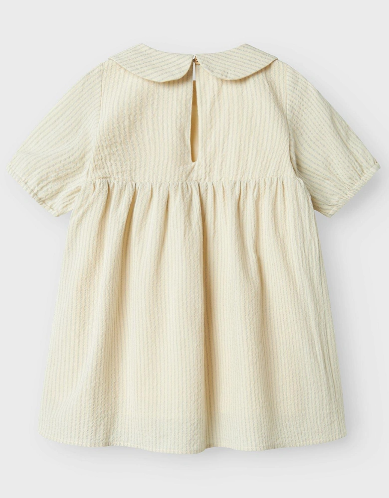 Mini Girls Heart Pocket Short Sleeve Dress - Vapor Blue