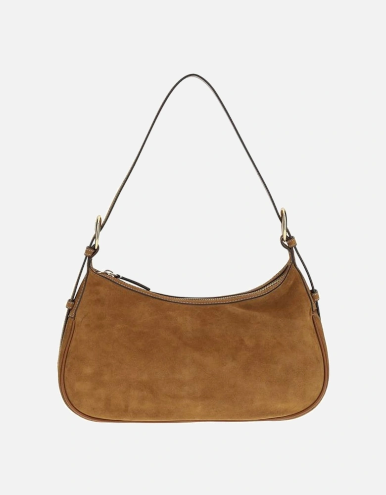 Suede Pine Shoulder Bag with Adjustable Strap Women - Beige